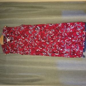 Red and blue, sleeveless, button up mid length dress, Croft&Barrow size small